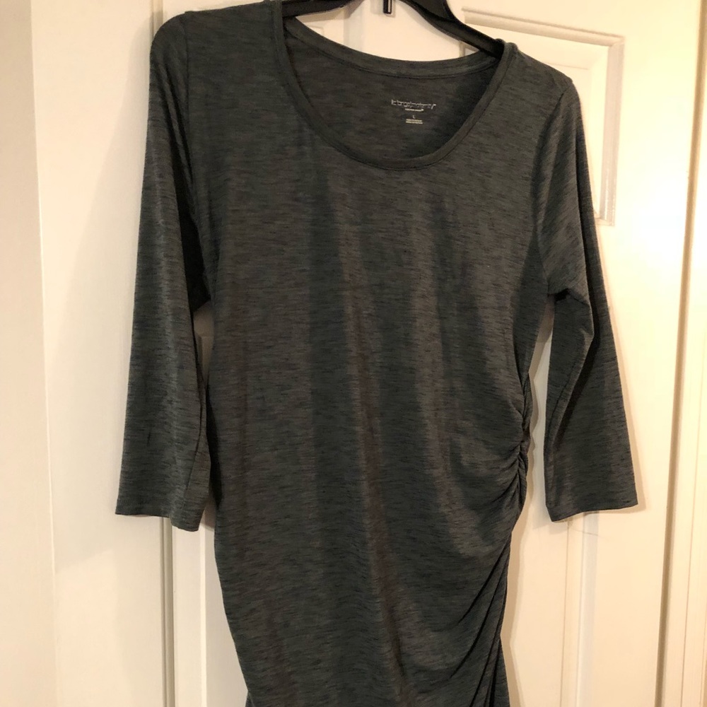 NWOT Olive green/black ruched maternity dress L